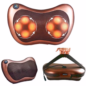 Масажна подушка з підігрівом Роликовий масажер для спини та шиї Massage pillow GHM 8028 - Новинка