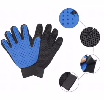 Рукавичка Для Вичісування Шерсті Для Котів І Собак True Touch Чорно-Синя На Праву Руку (2000000045375). Інструменти Для Грумінгу - Новинка