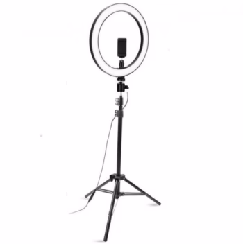 Кільцева світлодіодна LED лампа RING на штативі висота 2м, діаметр лампи 26см, для блогера, чорний