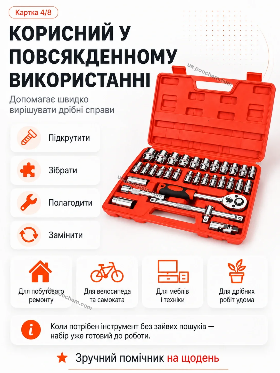 Набір торцевих головок корисний у повсякденному використанні